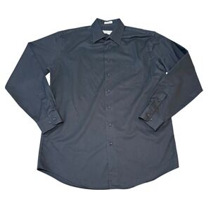 Pronto Uomo Mens Dress Shirt 16 1/2 36/37 Tall‎ Long Sleeve Black Non Iron